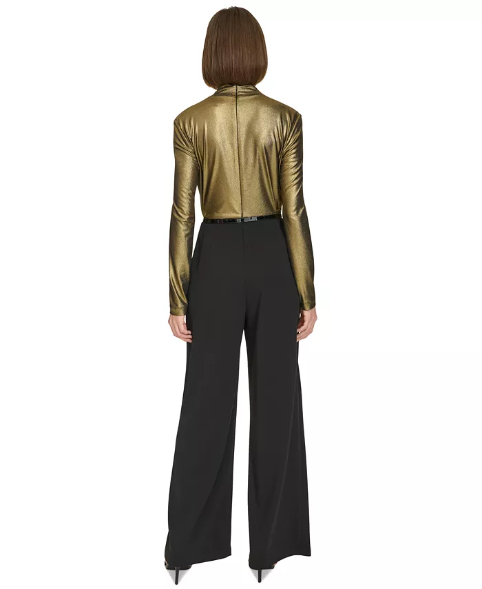 Women's Shimmer Belted Wide-Leg Jumpsuit - thumbnail 4