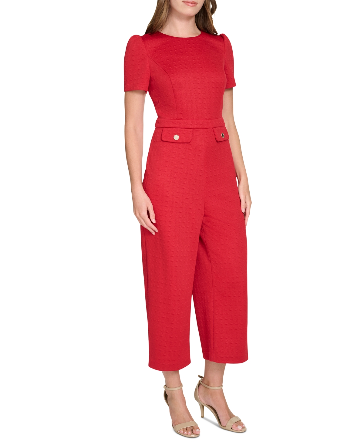 Tommy Hilfiger Women's Puff-Sleeve Cropped Jumpsuit