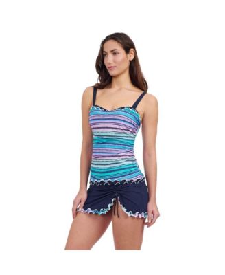 Harmony D Cup Center Ruched Tricolored Tankini