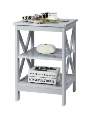 3-Tier Nightstand End Table X Design Storage Display Shelf Living Room