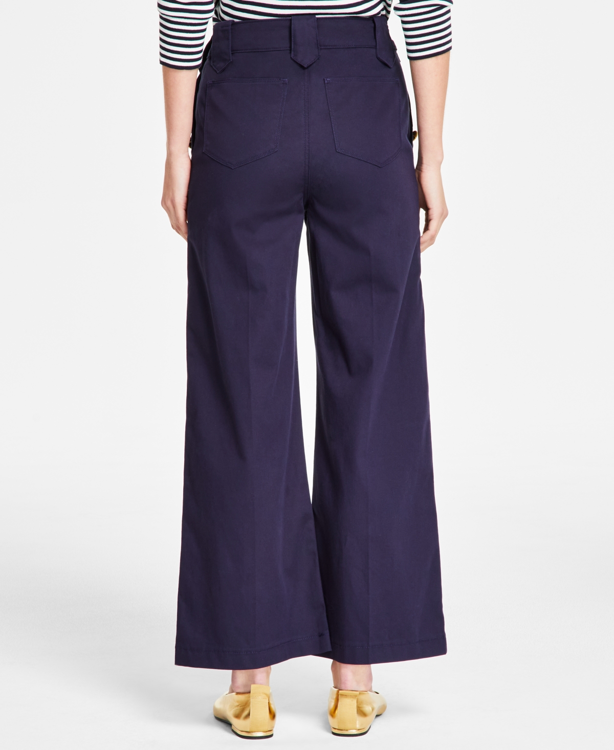 NAUTICA JEANS WOMEN'S SOLID WIDE-LEG SAILOR PANTS 