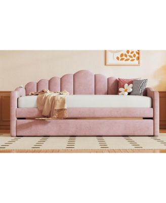 Twin Size Upholstered Daybed with Trundle – Versatile Bed for Extra Sleeping Space