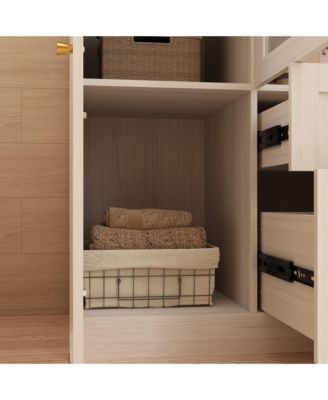 Glass Doors Armoires with Hanging Rods, Drawers and Shelves