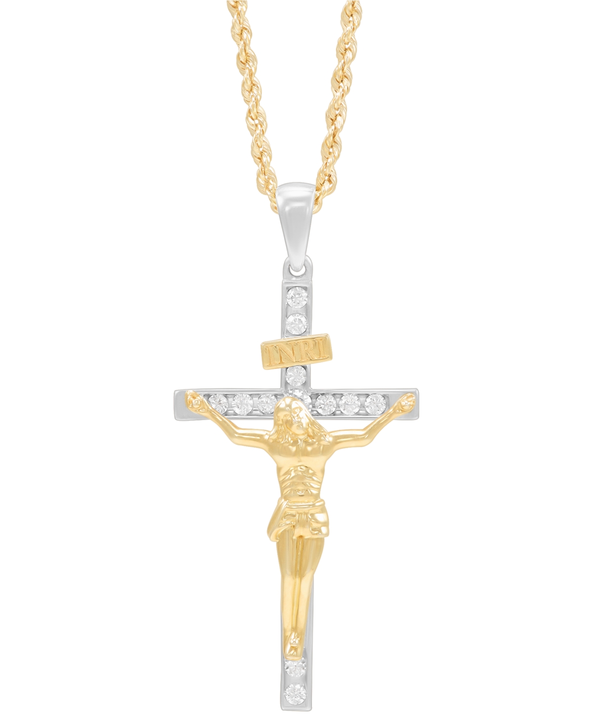 Men's Lab Grown Diamond Crucifix 22" Pendant Necklace (1/3 ct. t.w.) in 10k Gold - Two-Tone