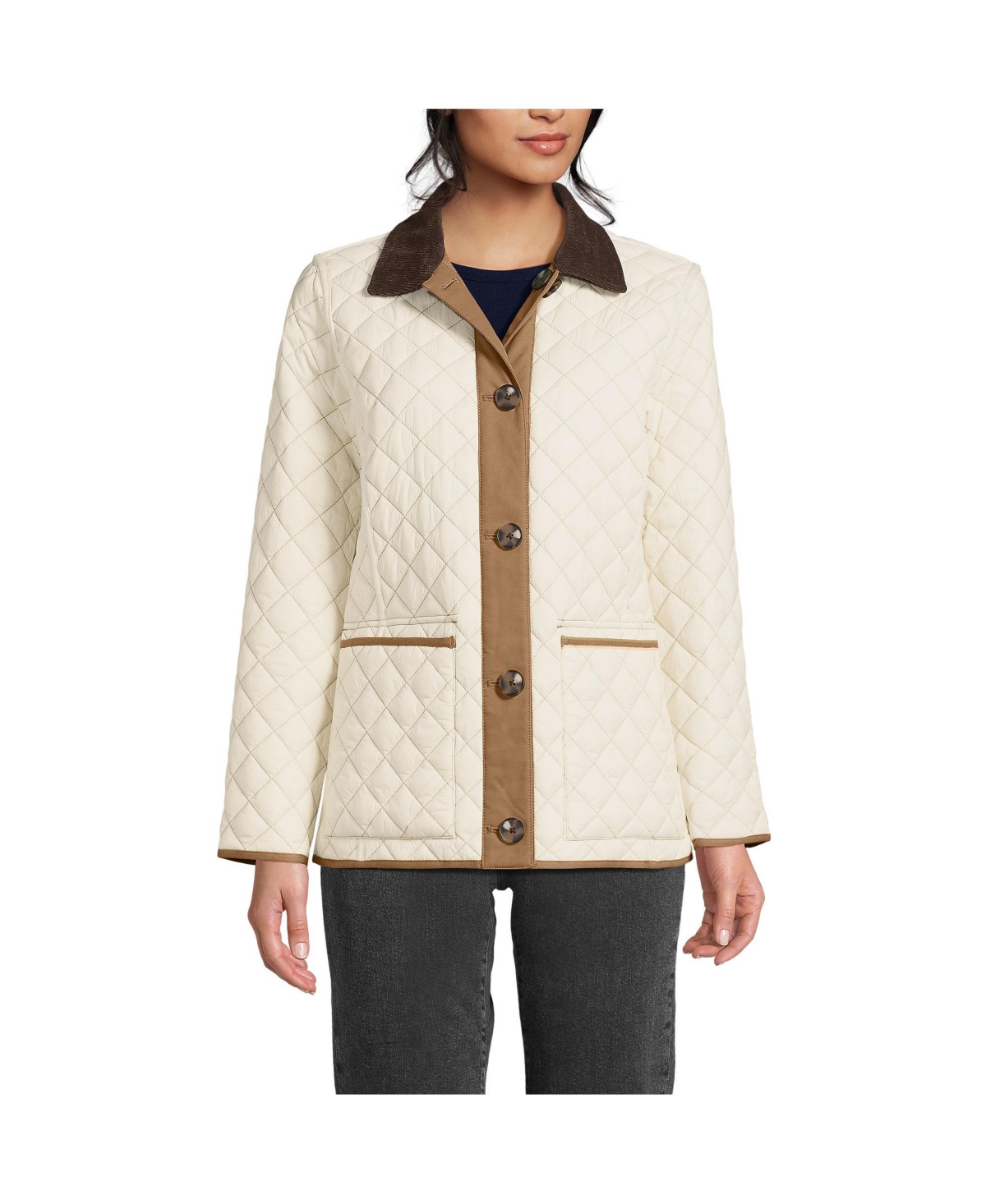 Women's Reversible Barn Quilted Insulated Jacket - Honey beige/ivory pearl