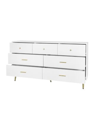 Modern Chest of Drawers – 7-Drawer Dresser with Golden Handles & Legs, Stylish Storage for Bedroom