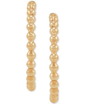 2-Pc. Set Polished & Beaded Small Hoop Earrings in 10k Gold, 1/2" & 3/4"