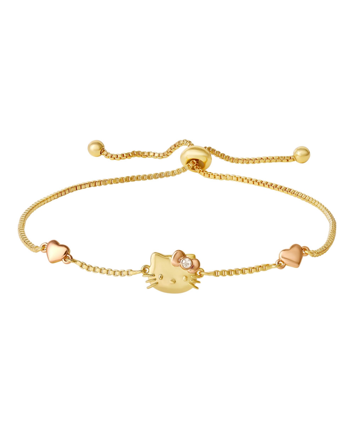 Sanrio Pink Heart Adjustable Lariat Bracelet - Gold tone, pink