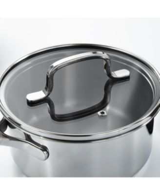 DiNA Helix Recycled 18/10 Stainless Steel 6.5" Saucepan 1.6qt., Glass Lid