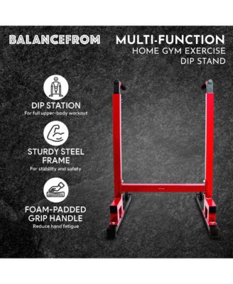 BalanceFrom Multi-Function Home Gym Exercise Dip Stand, 500lb Capacity, Red
