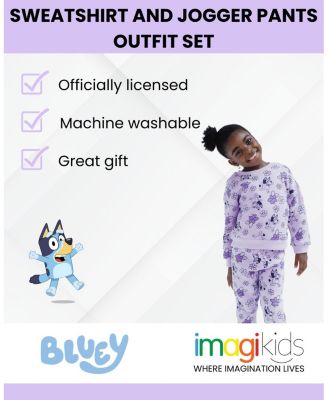 Little Girls Fleece Sweatshirt and Jogger Pants Outfit Set to