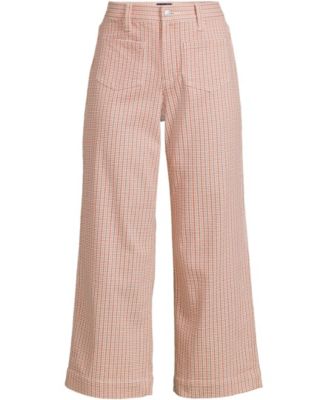 Women's Printed Twill High Rise 5 Pocket Wide Leg Crop Pants