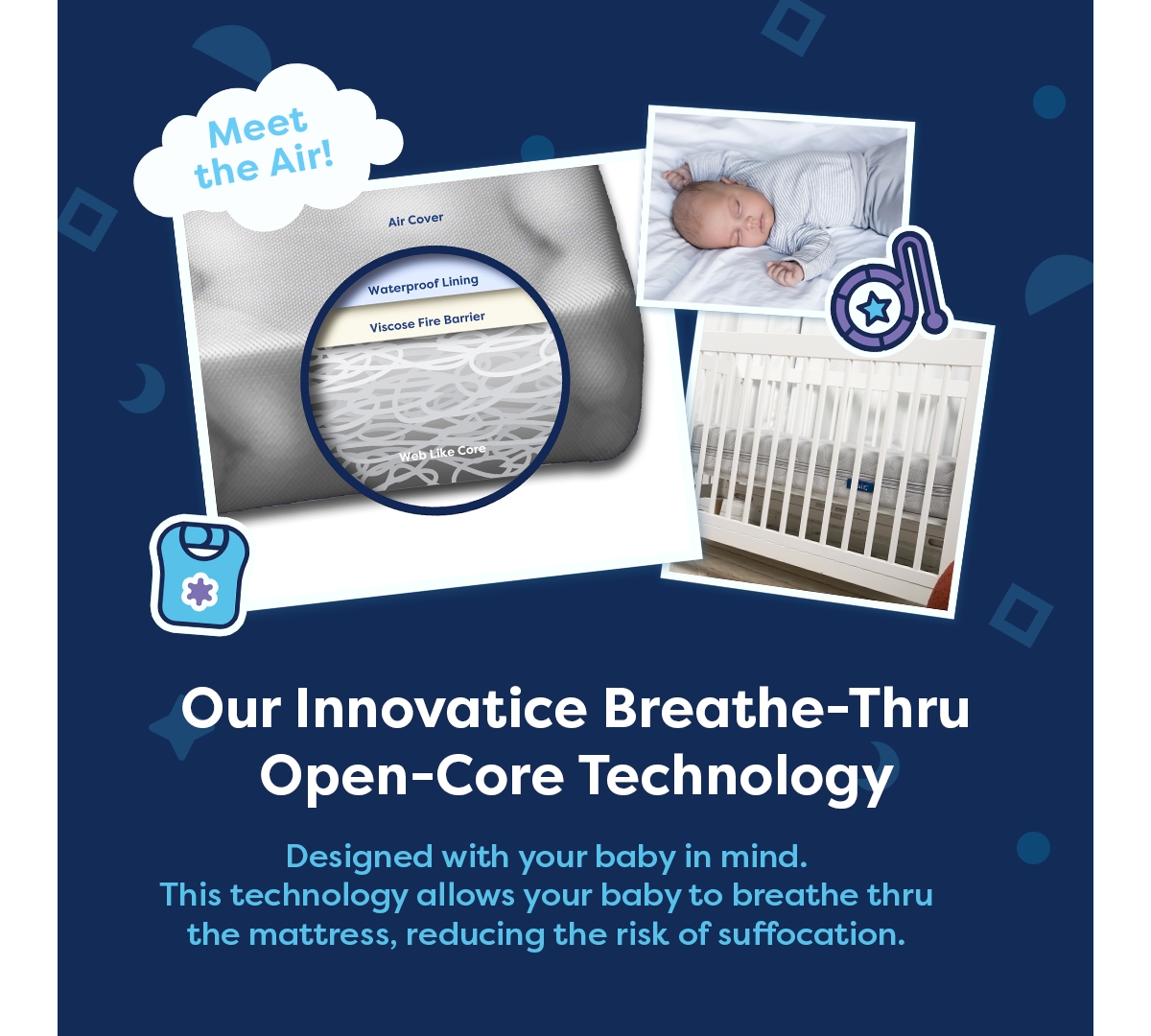 Moonlight Slumber Air Crib Mattress by Breathable Crib Mattress for Baby and Toddler - Innovative Breathe-Thru Open Core Technology for Infant Safety