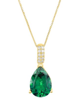 Lab Grown Sapphire (5 ct. t.w.) & Lab Grown Diamond (1/10 ct. t.w.) 18" Pendant Necklace in 14k White Gold