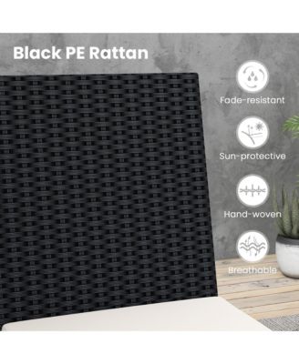 PE Wicker Patio Chairs Set of 2 Outdoor Dining Chairs w/ Cushions Off White