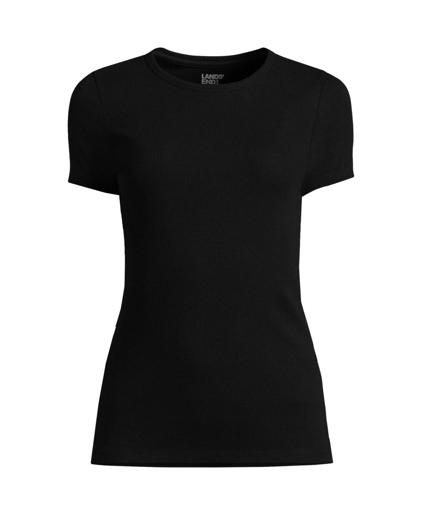 Женская футболка Lands' End Plus Size Cotton Rib, цвет: Чёрный — фото 3