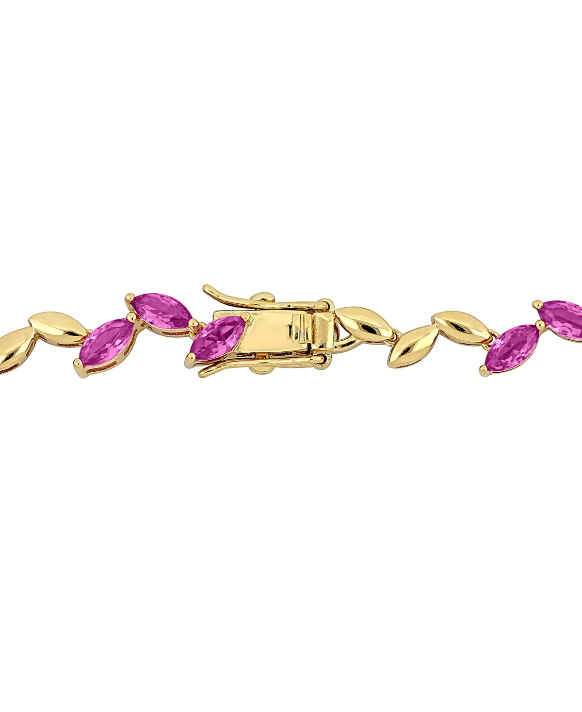 Macy's Lab-created Pink Sapphire & Polished Marquise 17" Collar Necklace (20 Ct. T.w.) In Gold