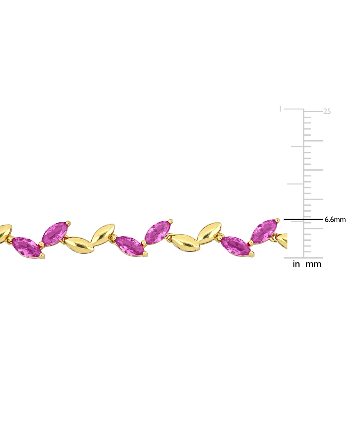 Macy's Lab-created Pink Sapphire & Polished Marquise Link Bracelet (9-1/2 Ct. T.w.) In Gold