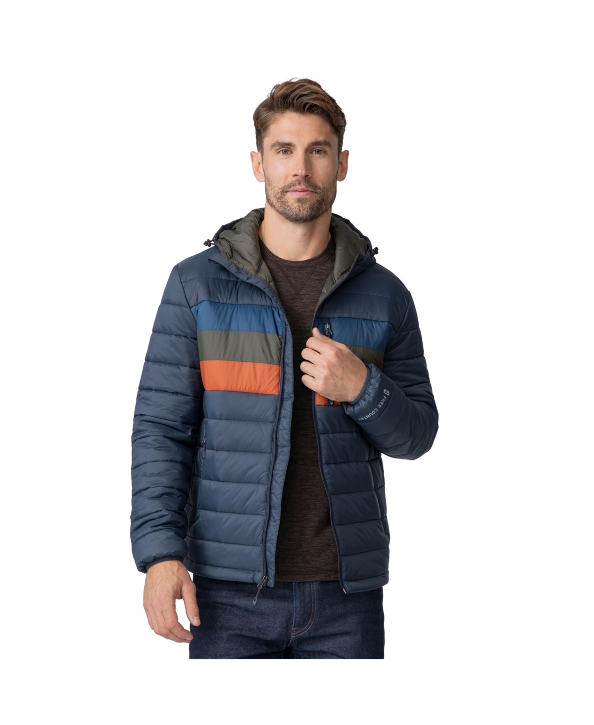 Free Country Men's Tri-Color Hooded Puffer Jacket