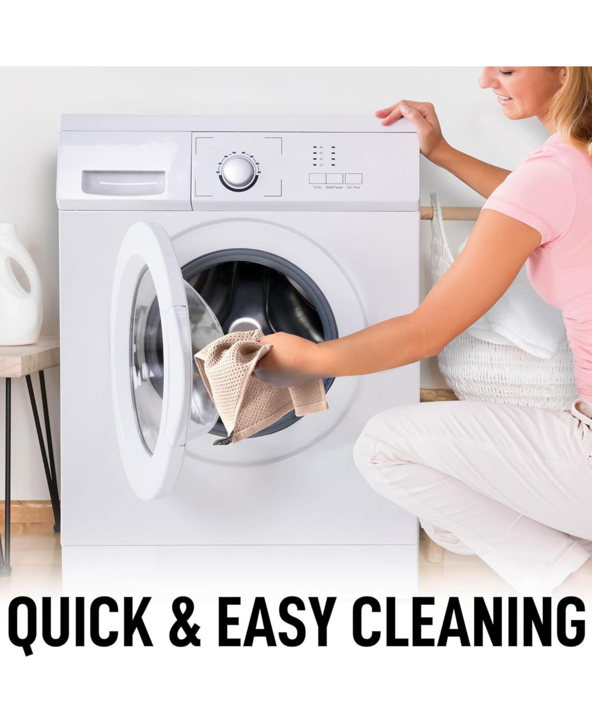 Reusable Kitchen Towels 3 Pack 100% Cotton Waffle Weave - Super Absorbent Dish for