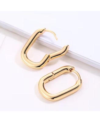 18K Gold Plated Rectangle Hoop Earrings – Sleek & Stylish