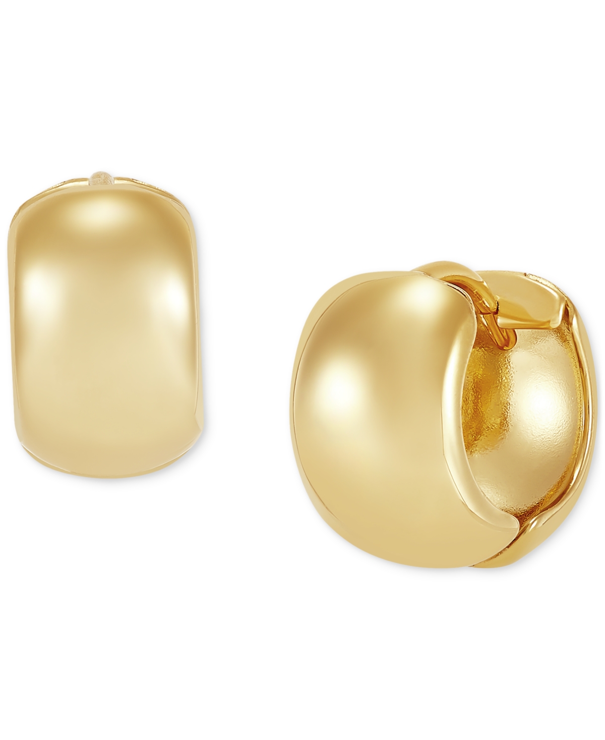 Polished Wide Width Small Huggie Hoop Earrings in 10k 1/2