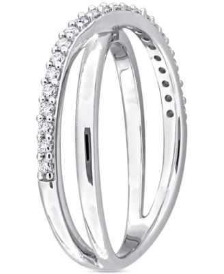 Moissanite Crossover Statement Ring (1/4 ct. t.w.) in Sterling Silver