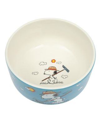 Snoopy 6 Pack Stackable 5.5" Decorated Stoneware Bowl Set W/ Plate
