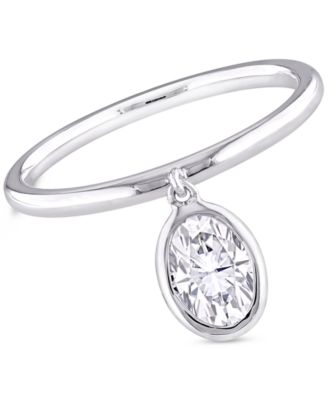 Macy's - Moissanite Bezel Oval Dangle Ring (1 ct. t.w.) in Sterling Silver