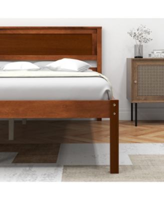 Full Size Wooden Bed Frame with Headboard and Slat Support-Full Size