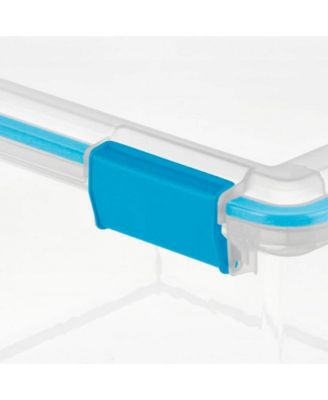 Large 32 Qt Home Storage Container Tote with Latching Lids, (4 Pack)