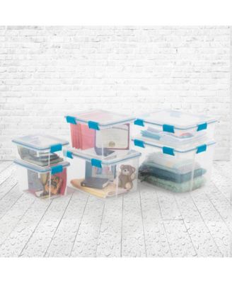 54 Quart Gasket Box, Stackable Storage Bin with Latching Lid, 4 Pack