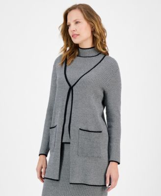 Anne Klein - Women's Oversized Patch-Pocket Long Cardigan