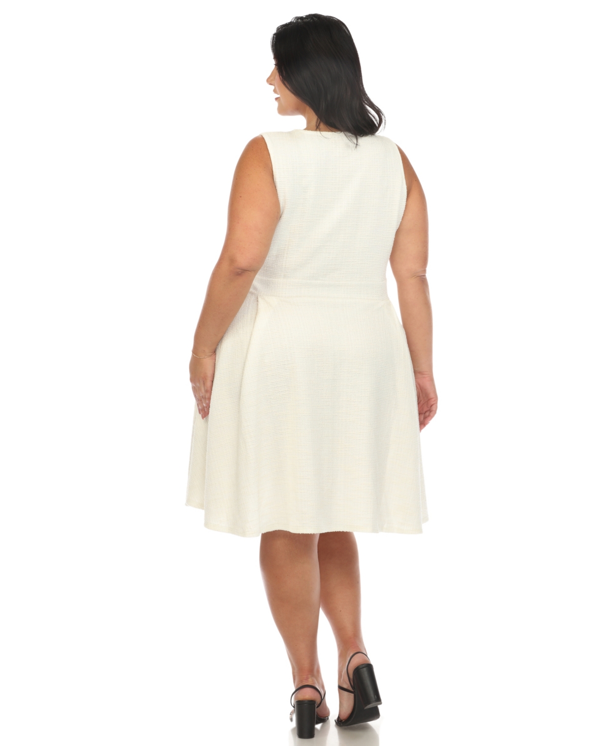 White Mark Plus Size Tweed Fit And Flare Dress In White