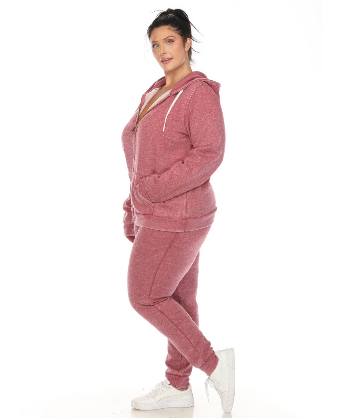 White Mark Plus Size Burnout Jogger Set In Lilac