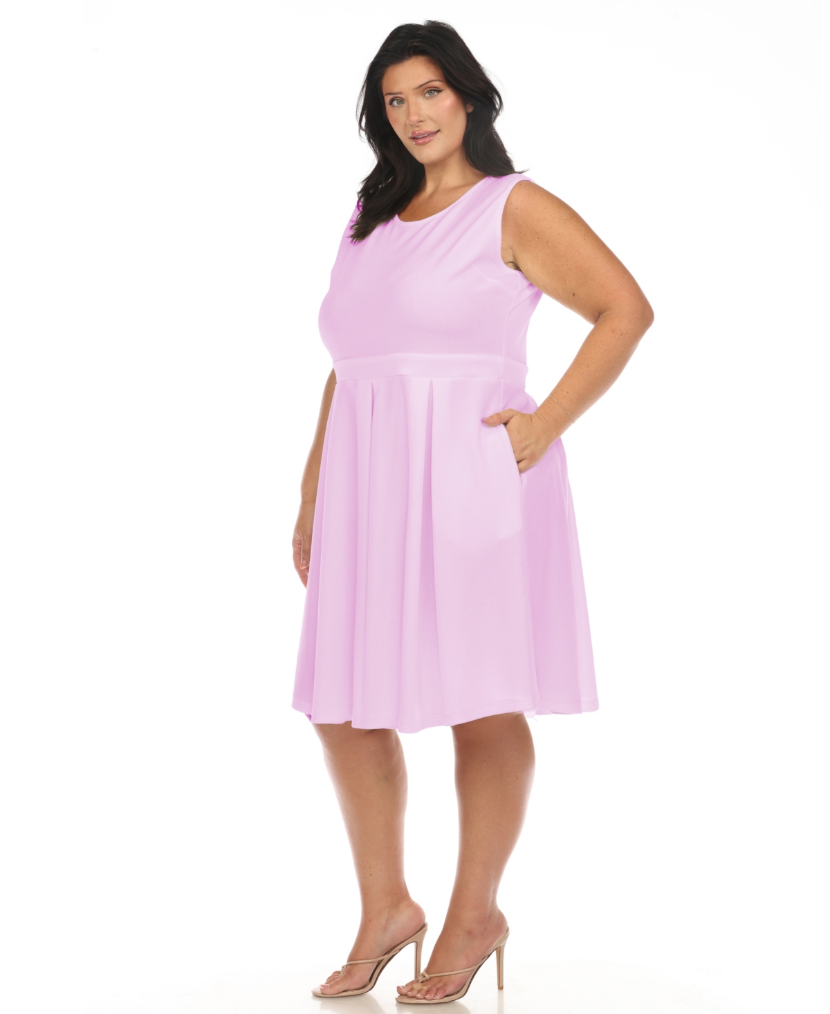 White Mark Plus Size Fit And Flare Dress In Lilac