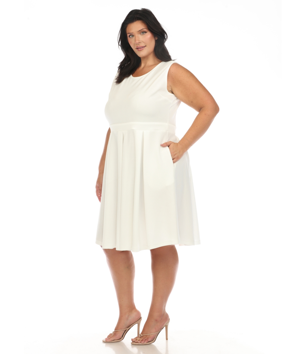White Mark Plus Size Fit And Flare Dress In White