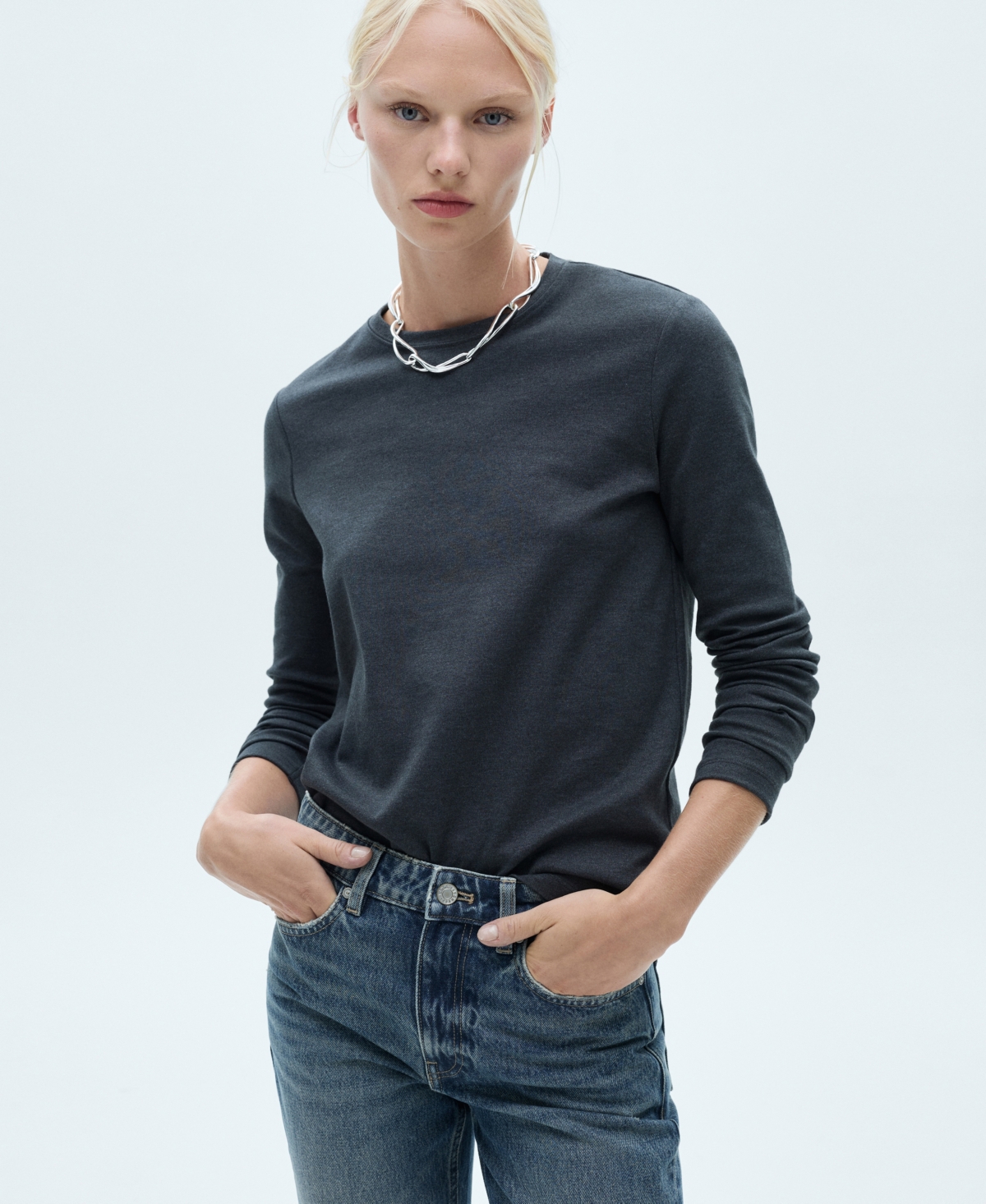 Shop Mango Women's Blanca Straight-fit Cropped Jeans In Dark Blue