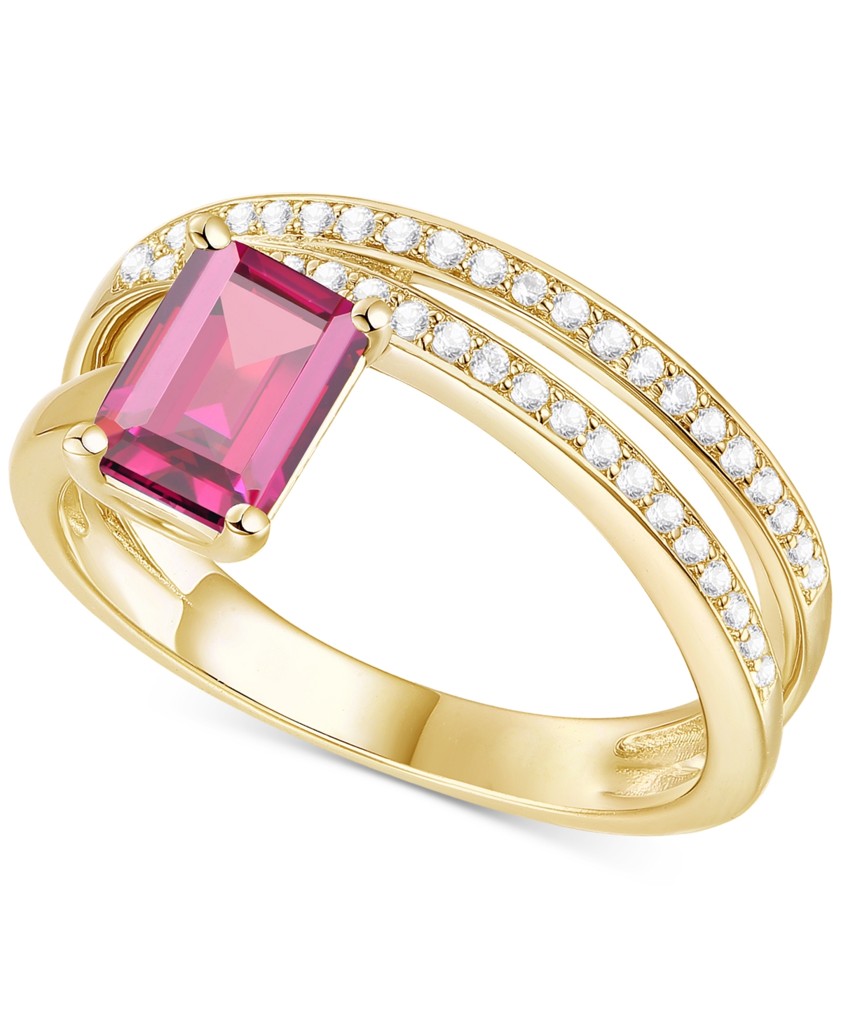 Macy's Amethyst (7/8 Ct. T.w.) & Lab Grown White Sapphire Accent Coil Ring In 14k Gold-plated Sterling Silv In Ruby