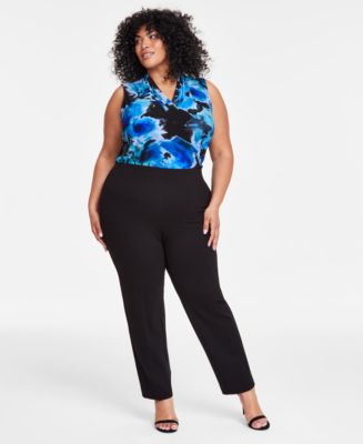 売れ筋商品|||アンクライン カットソー トップス レディース Plus Size Printed Triple-Pleat V-Neck Top Multi 29940438_fpx.tif?$filterlrg$&