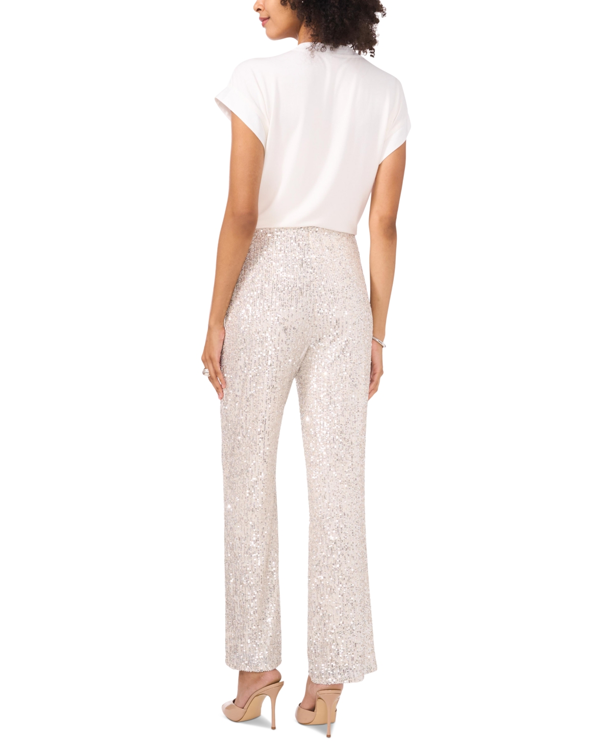 Vince Camuto Women's Pull-On Sequined Flared Pants