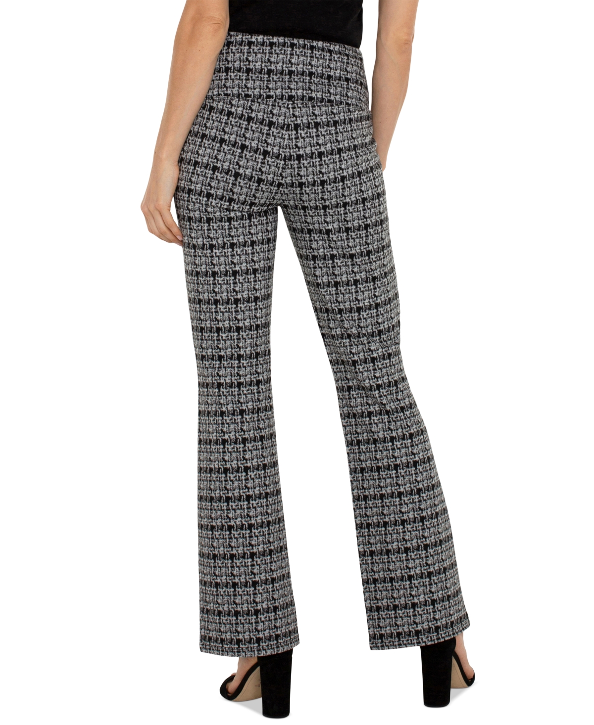 Liverpool Los Angeles Women's Pearl Plaid Flare Pants -Grey Plaid
