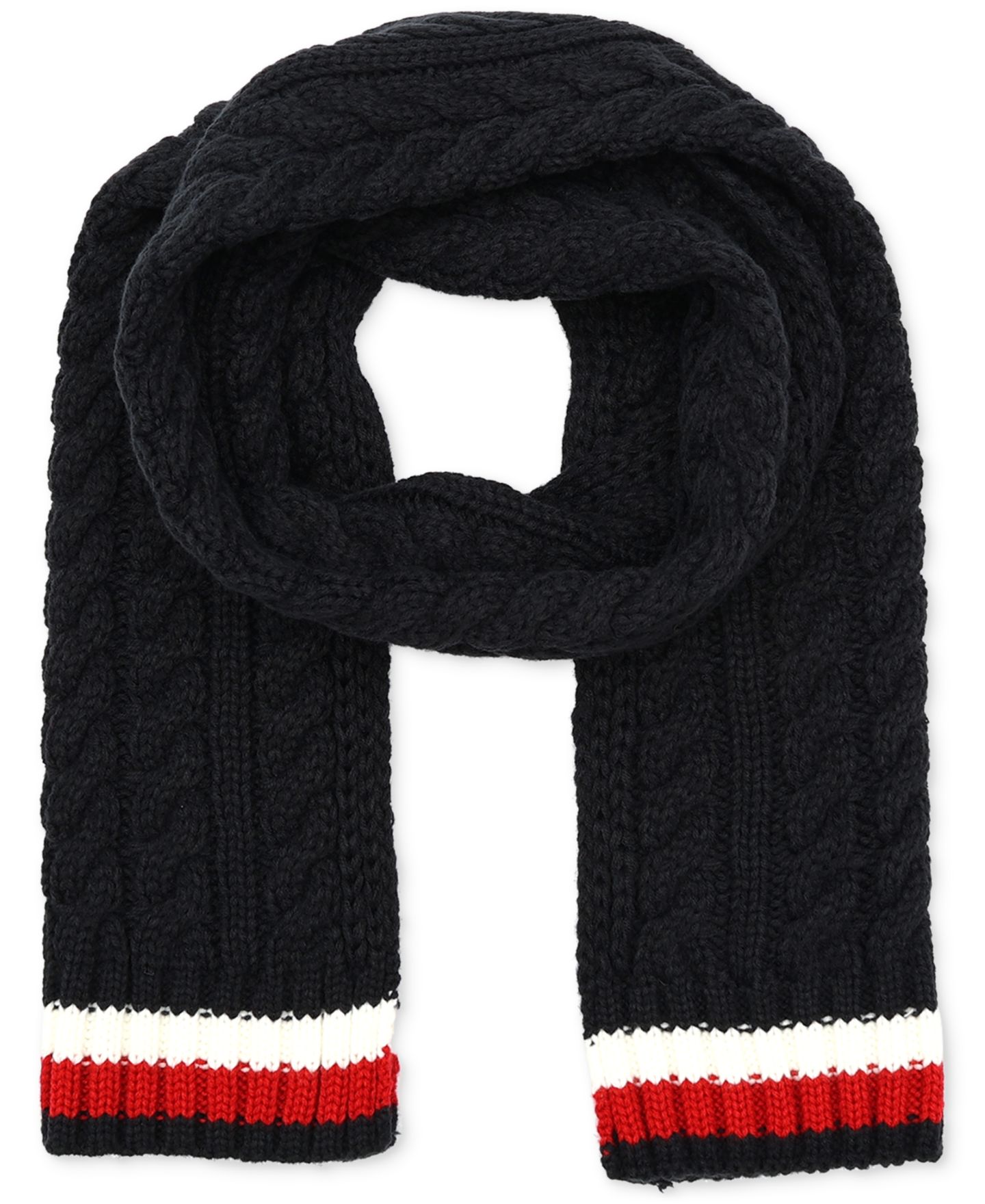 Мужской шарф Tommy Hilfiger Cable Knit Global Stripe, цвет: Пустынный небесно-голубой — фото 1