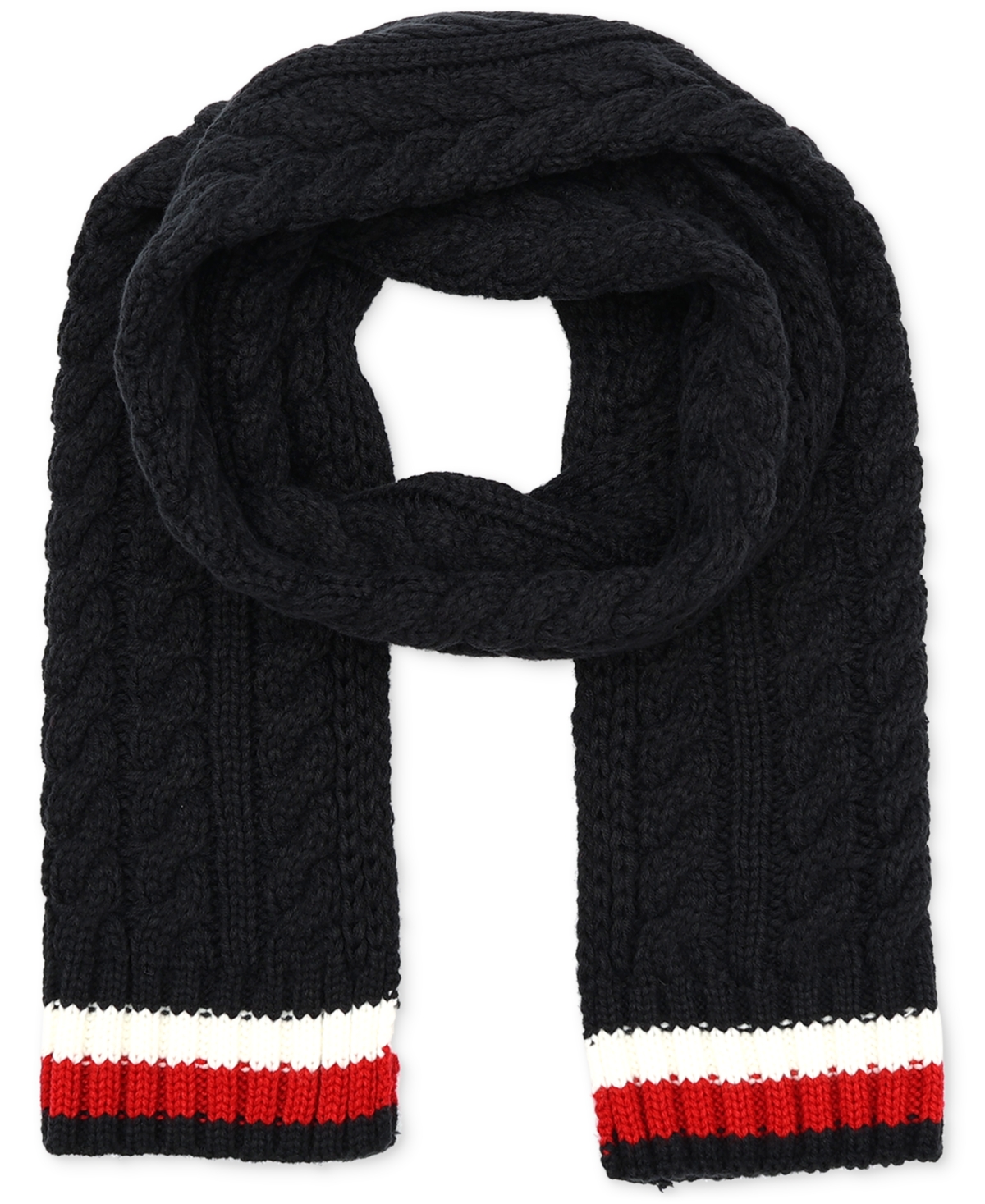 Tommy Hilfiger Men's Cable Knit Global Stripe Scarf In Desert Sky