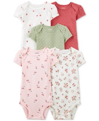 Carter's Baby Girls Cherries Hearts Cotton Short-Sleeve Bodysuits