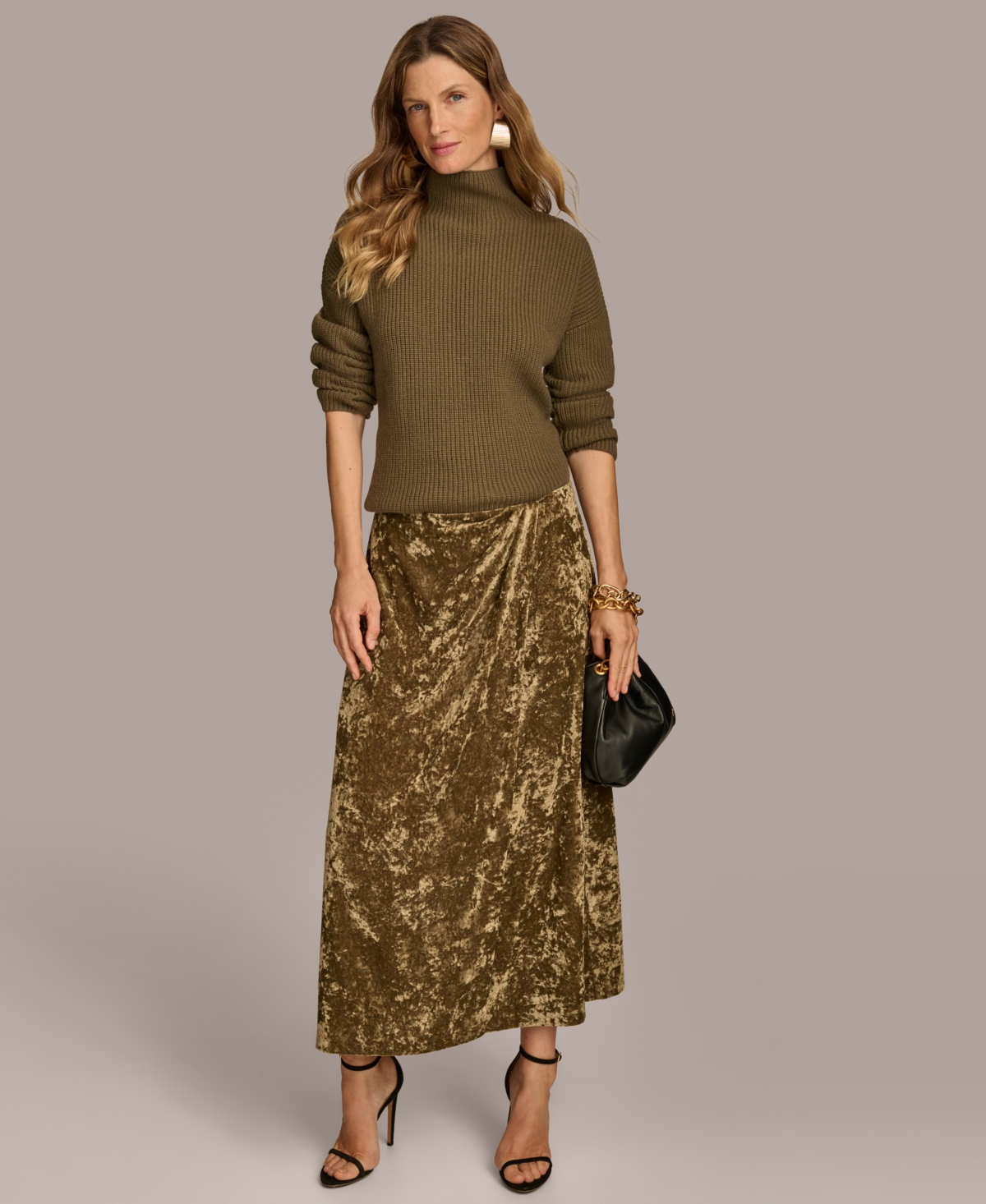 Donna Karan New York Women's Crushed Velvet Midi Skirt