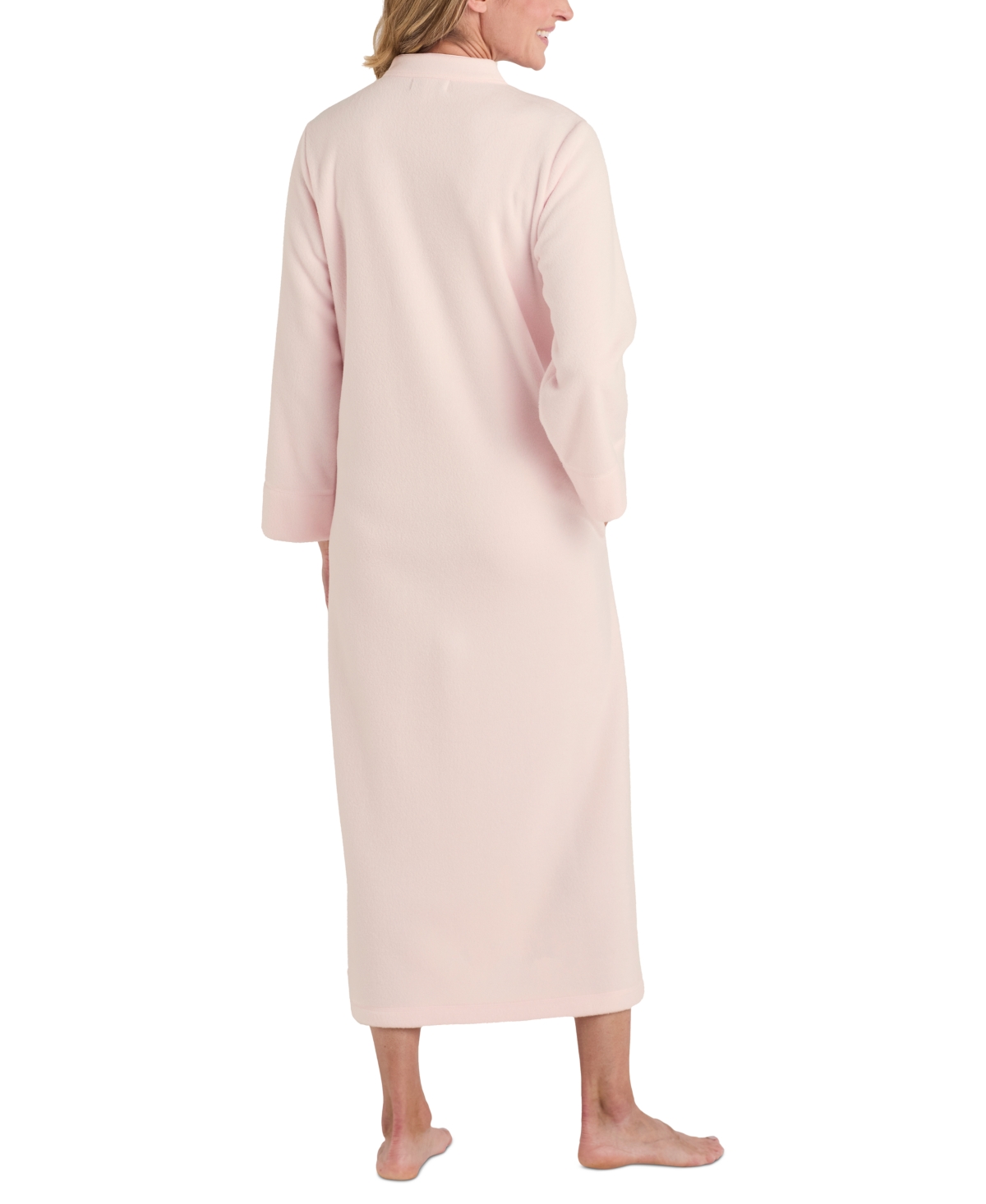 Shop Miss Elaine Women's Zip-front Long-sleeve Fleece Robe In Peach
