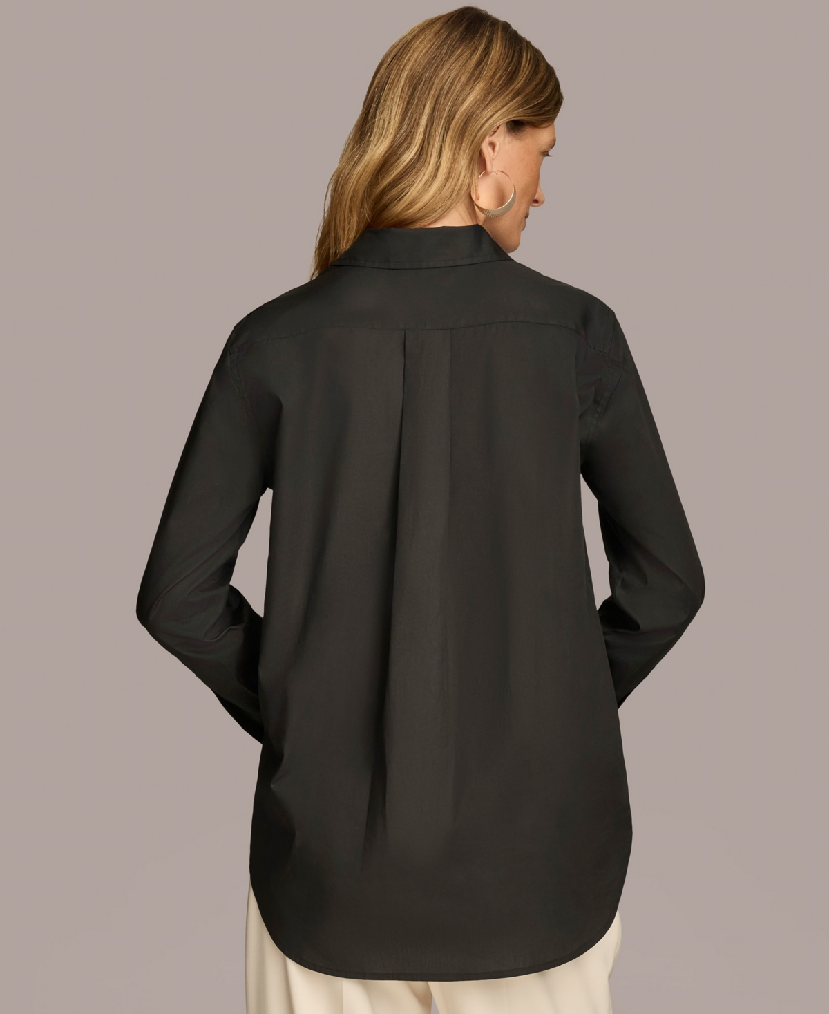 Donna Karan New York Women's Metallic Detail Button-Down Shirt -Gold Multi