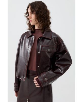 ジャケット・アウター CuLLt Monotone Keyhole Cropped Blouson NOCTURNE Women's Faux Leather Cropped Jacket - Macy's
