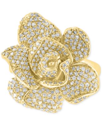 EFFY&reg; Diamond Pav&eacute; Petal Rose Statement Ring (1-1/8 ct. t.w.) in 14k Gold
